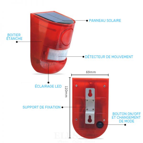 alarme solaire sans fil extérieur puissante
