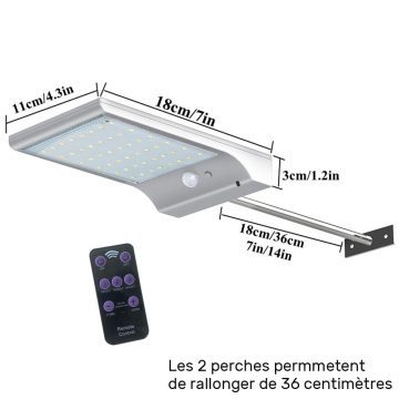 Lampe solaire extérieur avec télécommande dimensions