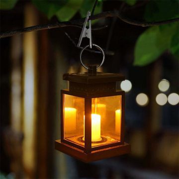 Lanterne solaire effet flamme led
