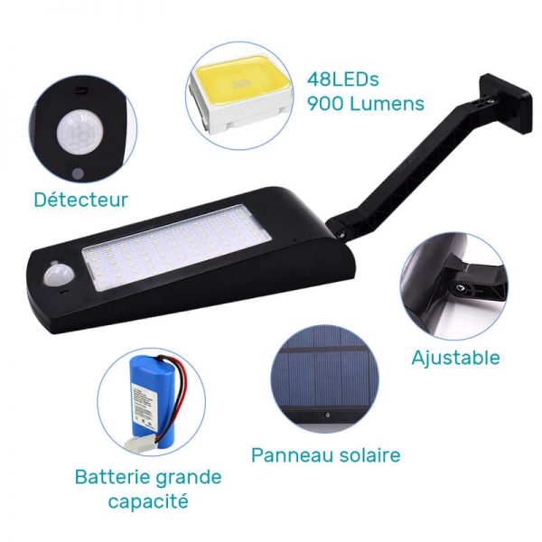 projecteur led solaire télécommande extérieur
