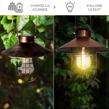 lampe exterieur suspendue solaire PUISSANTE 1