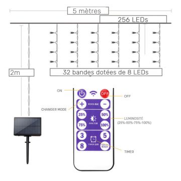 guirlande lumineuse exterieur solaire blanc chaud telecommande 1