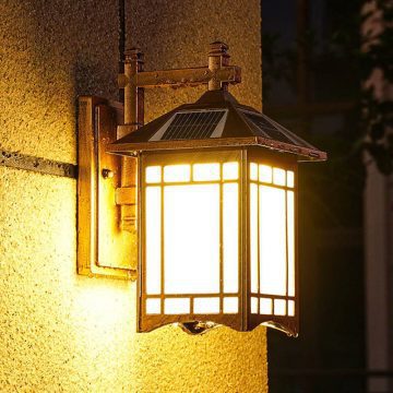 lampe solaire extérieur vintage murale