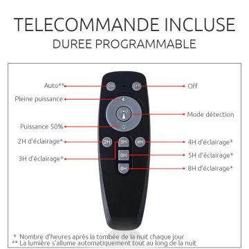 lampadaire solaire avec detecteur et telecommande