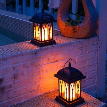 Grosse lanterne solaire led effet flamme 1