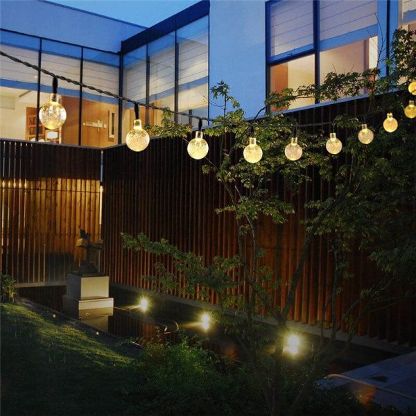 guirlande boule solaire jardin blanc chaud